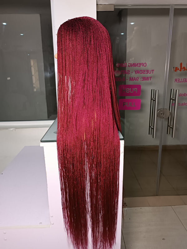 Burgundy Micro Twist Braided Wig