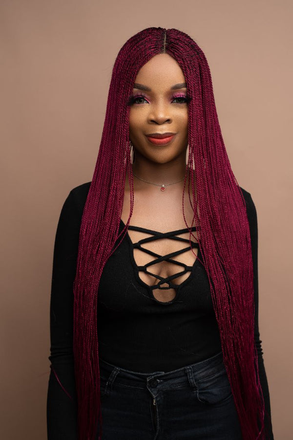 Burgundy Micro Twist Braided Wig
