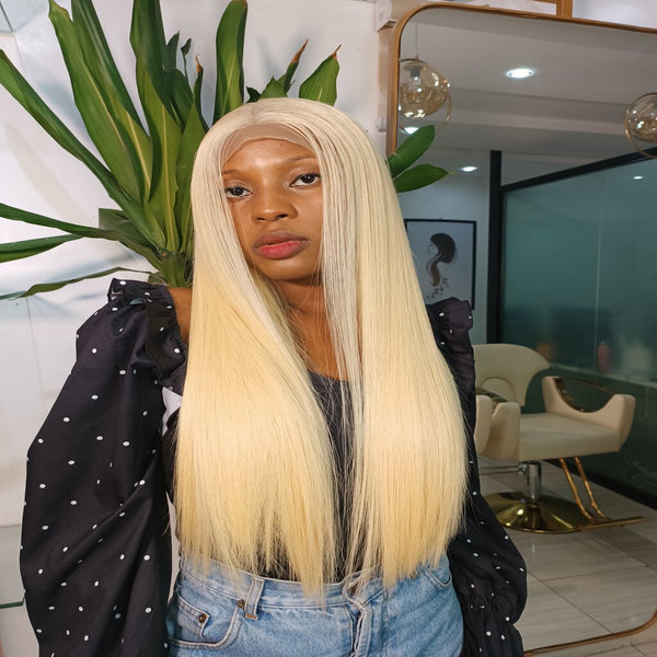 Blonde Straight Wig Made from Single Donor