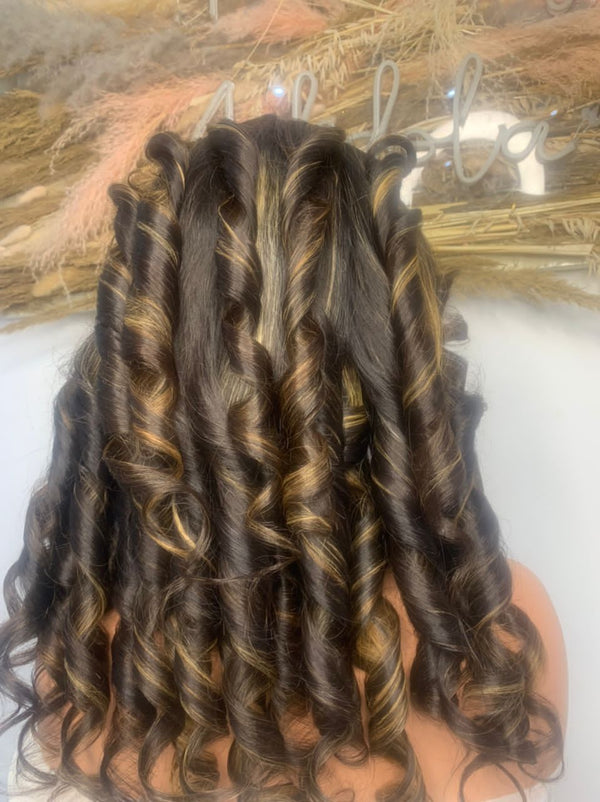 Brown with Gold Highlight Raw Hair